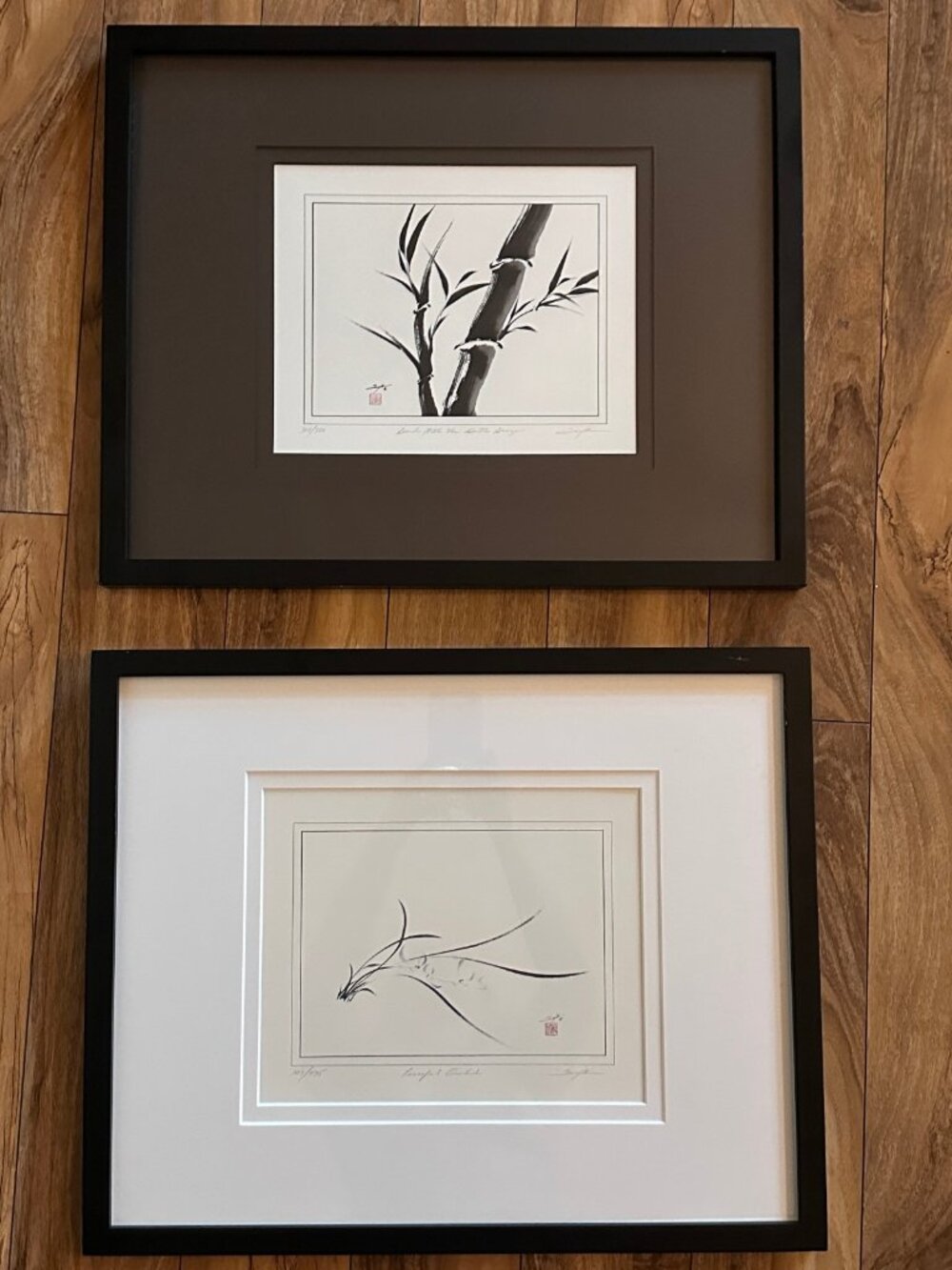 Katsumi Sugita Signed Numbered Bamboo Prints Set of 2 Framed Japanese Asian Art